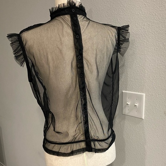 Elegant Black Sheer Striped Women's Top - Picture 5 of 12